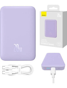 Powerbanka Baseus Magnetic Mini 10000mAh, USB-C 20W MagSafe (fialová)