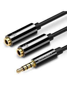 Ugreen kabelový rozbočovač sluchátek mini jack 3,5mm 2 x mini jack 3,5mm (mikrofon + stereo výstup) Černá