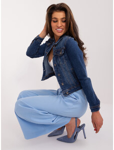 Factory Price Tmavě modrá dámská džínová bunda se zapínáním na knoflíky
