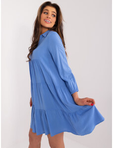 Fashionhunters Modré letní šaty s volány SUBLEVEL