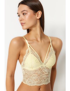 Trendyol Yellow Lace Piping Detailed Triangle Knitted Bustier
