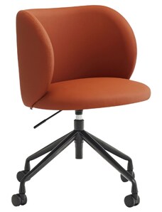 Cihlově červená koženková kancelářská židle Teulat Mogi