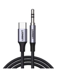 Ugreen stereo audio kabel AUX 3,5 mm mini jack - USB typ C pro tablet a telefon 1 m černý (CM450 20192)