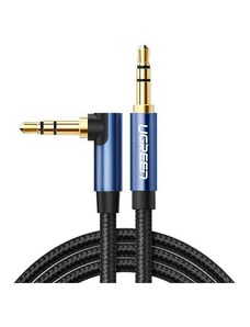 Ugreen úhlový kabel AUX 2 x mini jack 3,5 mm 1,5 m modrý (AV112)