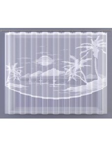 Hotová žakárová záclona Karibik, bílá, 200x160cm