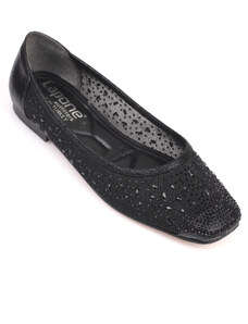 Capone Outfitters Women's Short Toe Flats with Stones and Lace