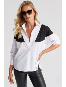 Cool & Sexy Women's White Blocked Shirt