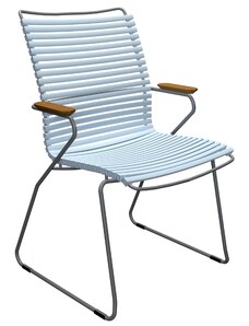 Světle modrá plastová zahradní židle HOUE Click II. s područkami