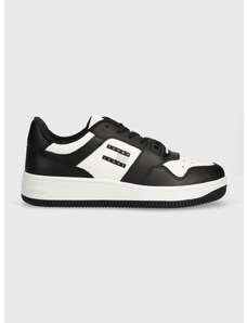 Kožené sneakers boty Tommy Jeans TJM BASKET LEATHER černá barva, EM0EM01378