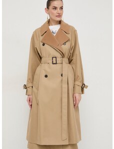 Trench kabát Weekend Max Mara dámský, béžová barva, přechodný, dvouřadový