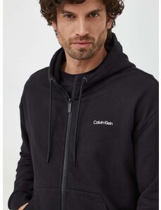 Bavlněná mikina Calvin Klein pánská, černá barva, s kapucí, hladká, K10K112446