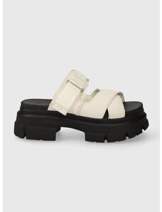 Pantofle UGG Ashton Slide dámské, béžová barva, na platformě, 1136765