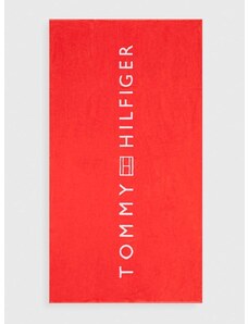 Bavlněný ručník Tommy Hilfiger červená barva