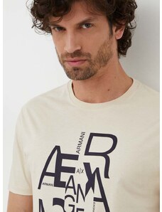 Bavlněné tričko Armani Exchange béžová barva, s potiskem, 3DZTAA ZJA5Z
