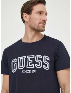 Bavlněné tričko Guess tmavomodrá barva, s aplikací, M4GI62 I3Z14
