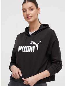 Mikina Puma dámská, černá barva, s kapucí, s potiskem, 586870