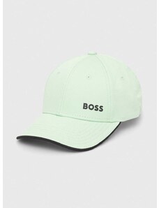 Bavlněná baseballová čepice Boss Green šedá barva