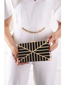 Paris Style Černo-zlatá společenská clutch kabelka Myna