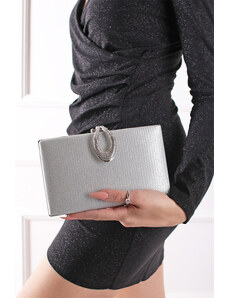 Paris Style Stříbrná společenská clutch kabelka Antonia