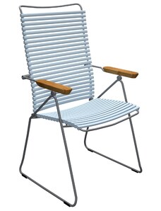 Světle modrá plastová polohovací zahradní židle HOUE Click