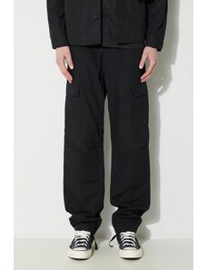 Bavlněné kalhoty Carhartt WIP černá barva, jednoduché