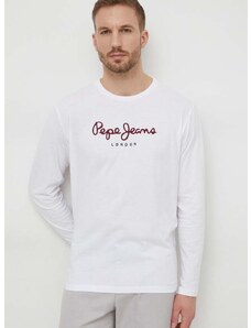 Bavlněné tričko s dlouhým rukávem Pepe Jeans Eggo Long bílá barva, s potiskem