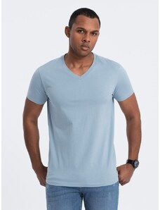 Ombre Clothing Bavlněné pánské denim tričko s výstřihem do V V11-TSBS-0145