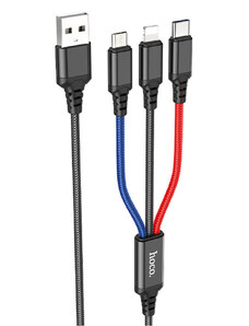 HOCO Multifunkční 1m Kabel s Lightning, Type C a micro USB konektory Multibarevná