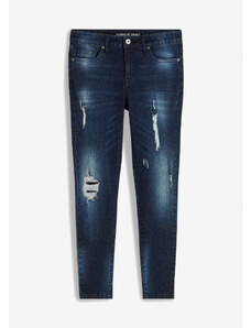 bonprix Skinny džíny, zkrácené a se zničenými detaily Modrá