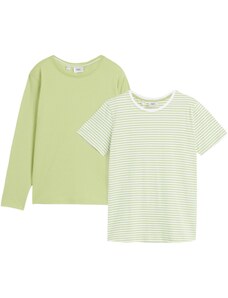 bonprix Dívčí tričko + tričko s dlouhým rukávem (2 ks v balení) Zelená