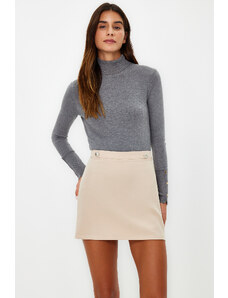 Trendyol Beige Button Detailed Mini Woven Skirt