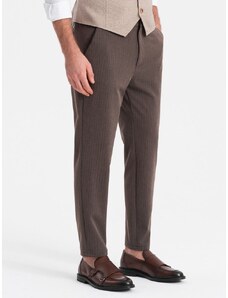 Ombre Clothing Pánské čokoládové chinos kalhoty s elastickým pasem V2 PACP-0158