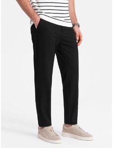 Ombre Clothing Pánské černé chinos kalhoty s elastickým pasem V3 PACP-0158
