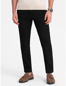 Ombre Clothing Elegantní černé chinos kalhoty klasického střihu V4 PACP-0191