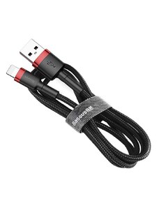 Baseus Cafule Cable heavy-duty nylonový kabel USB / Lightning QC3.0 2.4A 1M černo-červený (CALKLF-B19)