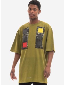 Bavlněné tričko A-COLD-WALL* Relaxed Cubist T-shirt ACWMTS097 COLD LIGHT GREY zelená barva