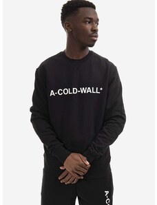 Bavlněná mikina A-COLD-WALL* Essential Logo Crewneck pánská, černá barva, s potiskem, ACWMW082.-LIGHTORANG