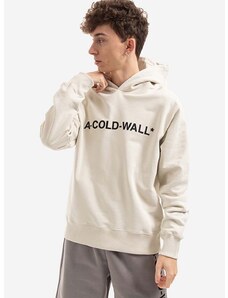 Bavlněná mikina A-COLD-WALL* Essential Logo Hoodie pánská, béžová barva, s kapucí, s potiskem, ACWMW057.-BONE