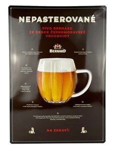 Plechová cedule Nepasterované pivo Bernard 50 cm x 35 cm