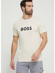 Bavlněné tričko BOSS bílá barva, s potiskem