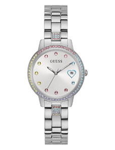 GUESS | Three Of Hearts hodinky | Stříbrná