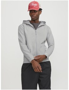 Světle šedá pánská mikina na zip s kapucí Jack & Jones Cloud - Pánské