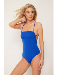 Trendyol Saxe Blue Square Neck Decollete Regular Swimsuit