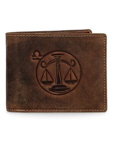 Delami Pánská kožená peněženka Zvěrokruh Váhy - Daimon, hnědá