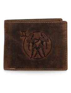 Delami Pánská kožená peněženka Zvěrokruh Blíženci - Daimon, hnědá