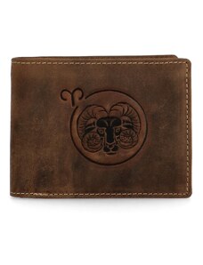 Delami Pánská kožená peněženka Zvěrokruh Beran - Daimon, hnědá
