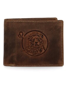 Delami Pánská kožená peněženka Zvěrokruh Lev - Daimon, hnědá