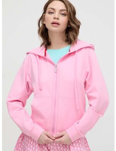 Mikina HUGO dámská, růžová barva, s kapucí, hladká, 50520504