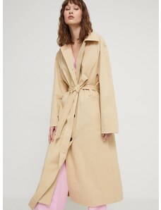 Kabát HUGO dámský, béžová barva, přechodný, 50511861