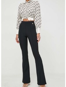 Kalhoty Elisabetta Franchi dámské, černá barva, zvony, high waist, PA02641E2